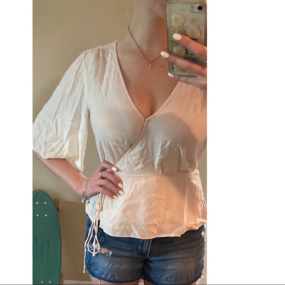 7 For All Mankind Tops - Beautiful Pale Pink Fit and Flare Surplice Blouse